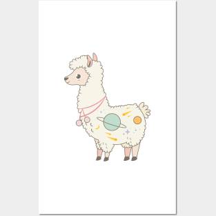 Kawaii Galaxy Alpaca Posters and Art